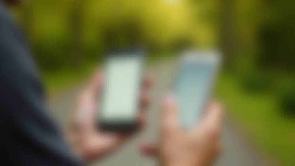 Mobile phone showing a text message about a walking plan sent to a family member with start time and expected return