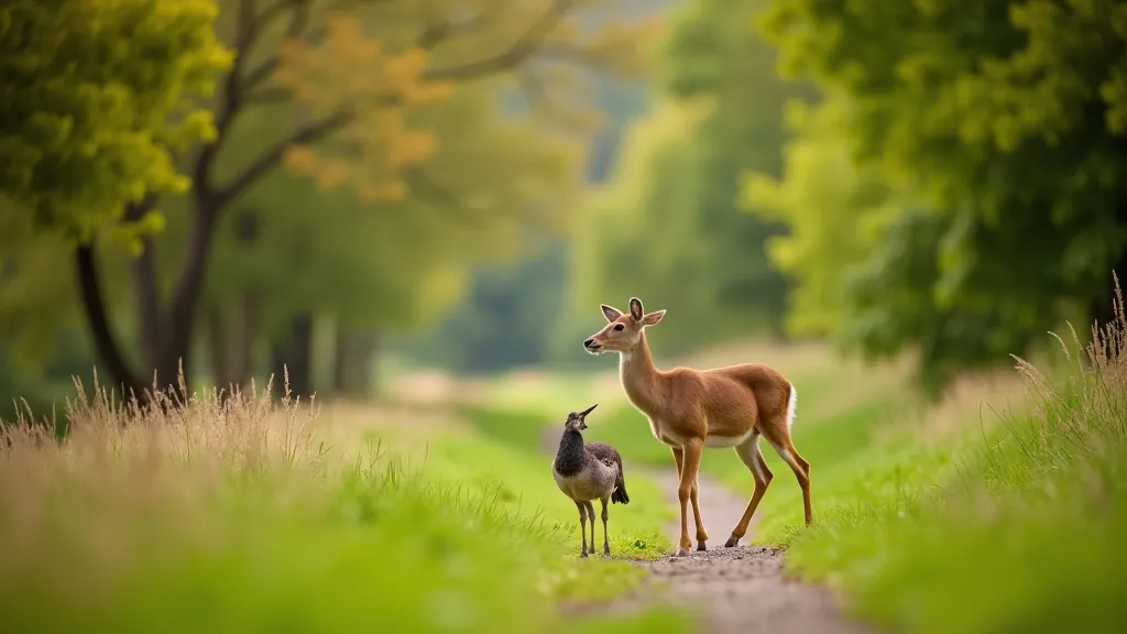 Phoenix Park wildlife guide showing deer and birds in natural habitat