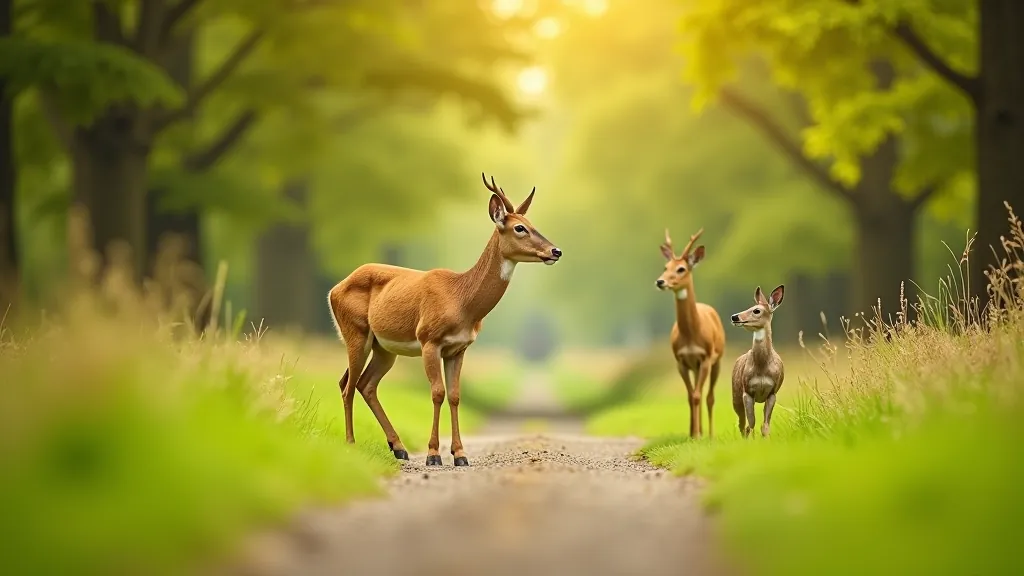 Wildlife in Phoenix Park including deer and birds in natural habitat